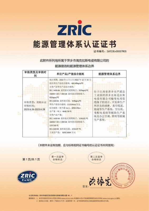 能源管理體系認證證書(shū)